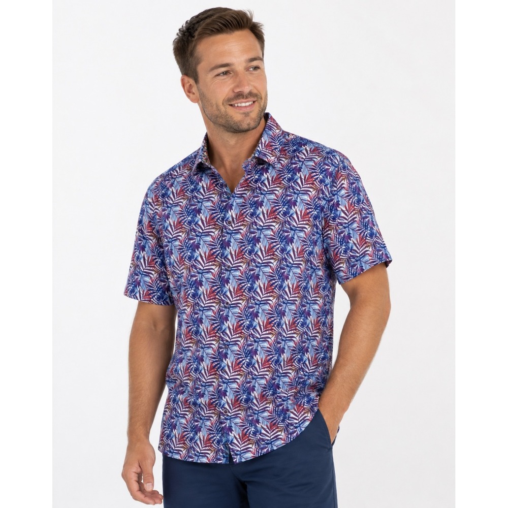 Robert Graham Teigen Mens Medium Multi Tropical Palm Linen Shirt NWT - Picture 1 of 16
